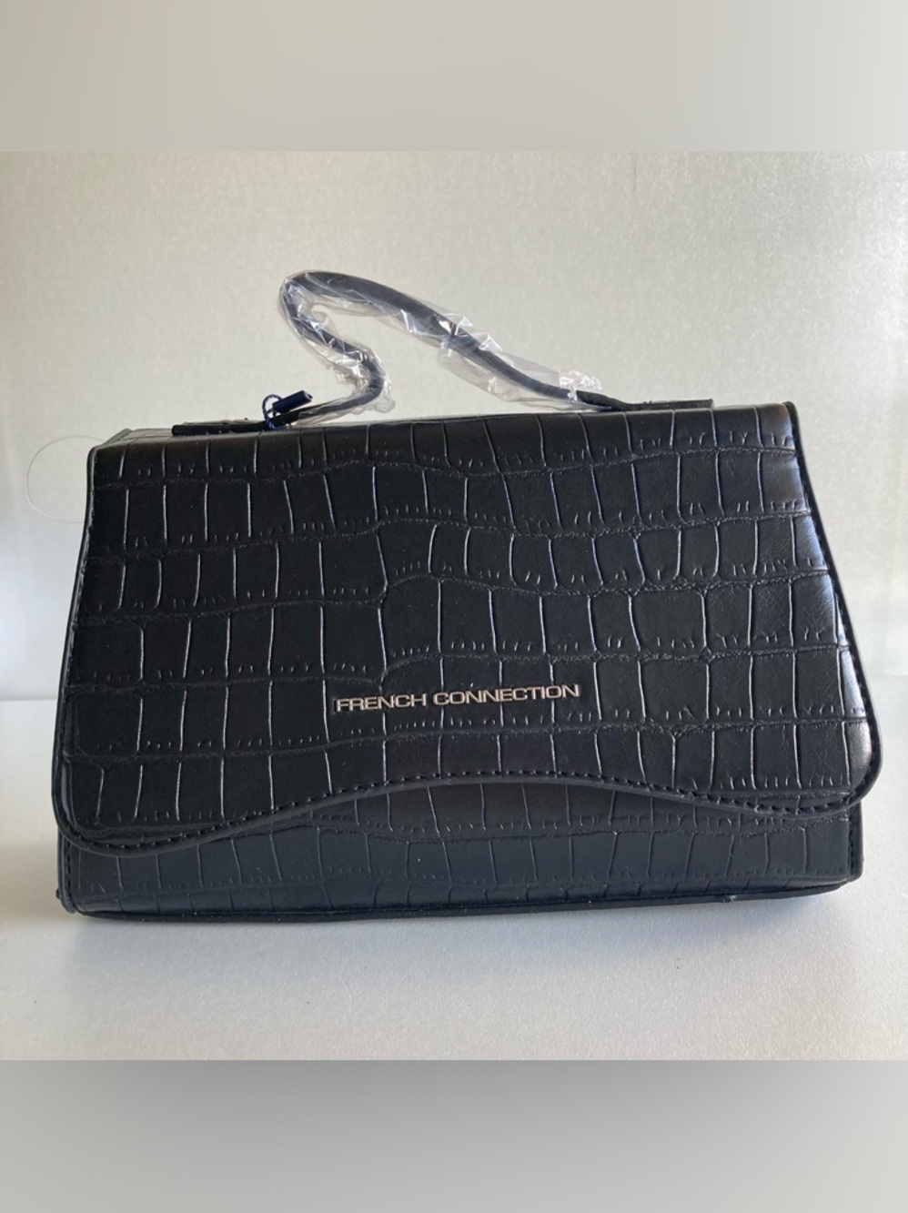 French Connection black Croc-Effect Shoulder mini crossbody Bag